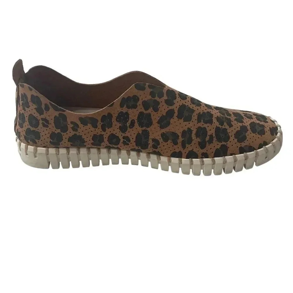 Ilse Jacobsen Leather Slip On Shoes Flats Loafers Leopard Print Size 40 - Picture 2 of 11